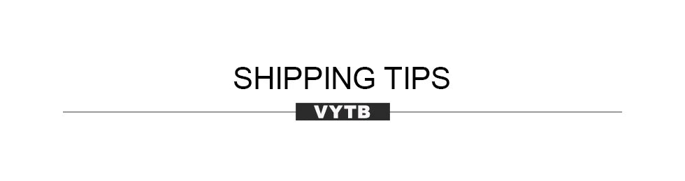 Website header reading SHIPPING TIPS with VYTB logo decorative banner for black long sleeve mini dress page