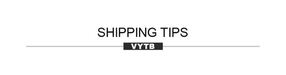 Website header reading SHIPPING TIPS with VYTB logo decorative banner for black long sleeve mini dress page