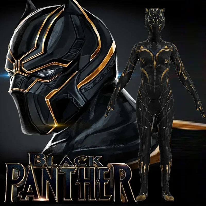 EtherealBe Wakanda Forever cosplay costume featuring a sleek Black Panther design with detailed patterns