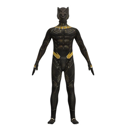 EtherealBe Wakanda Forever cosplay costume featuring a detailed black Panther suit with golden accents