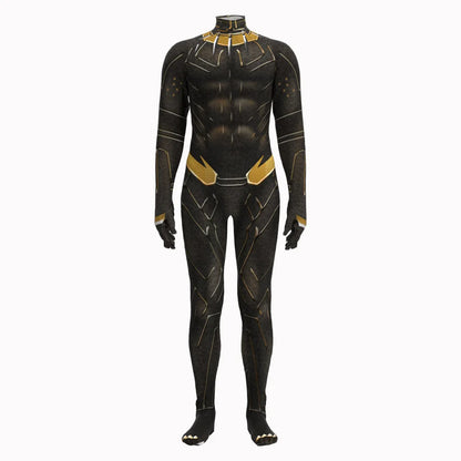 EtherealBe Wakanda Forever cosplay costume featuring a detailed Black Panther suit with gold accents