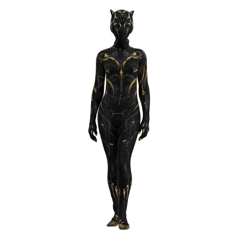 EtherealBe Wakanda Forever cosplay costume in black and gold with full-body design for fans