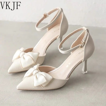 EtherealBe white butterfly stiletto heels with elegant bow detail for stylish occasions