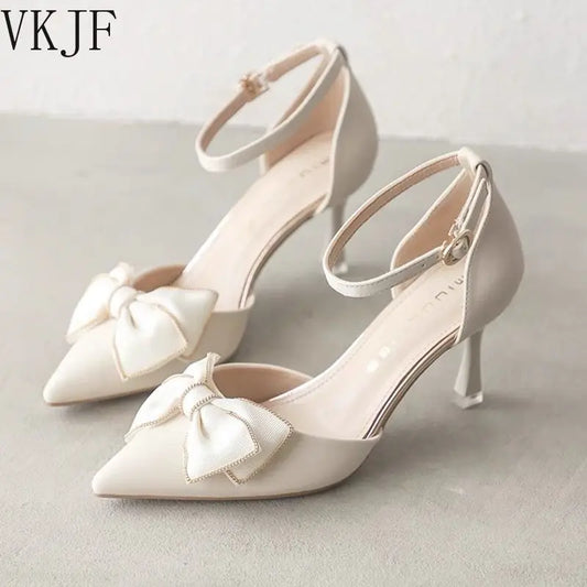 EtherealBe white butterfly stiletto heels with elegant bow detail for stylish occasions