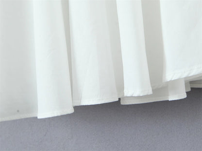 EtherealBe white lace panel midi dress for women with flowing layers and elegant design