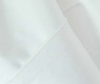 Close-up of fabric texture showing stitching on a white lace panel midi dress for women