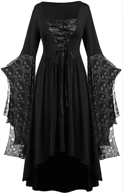 EtherealBe witch vampire cosplay costume for women featuring lace bell sleeves and a lace-up front design