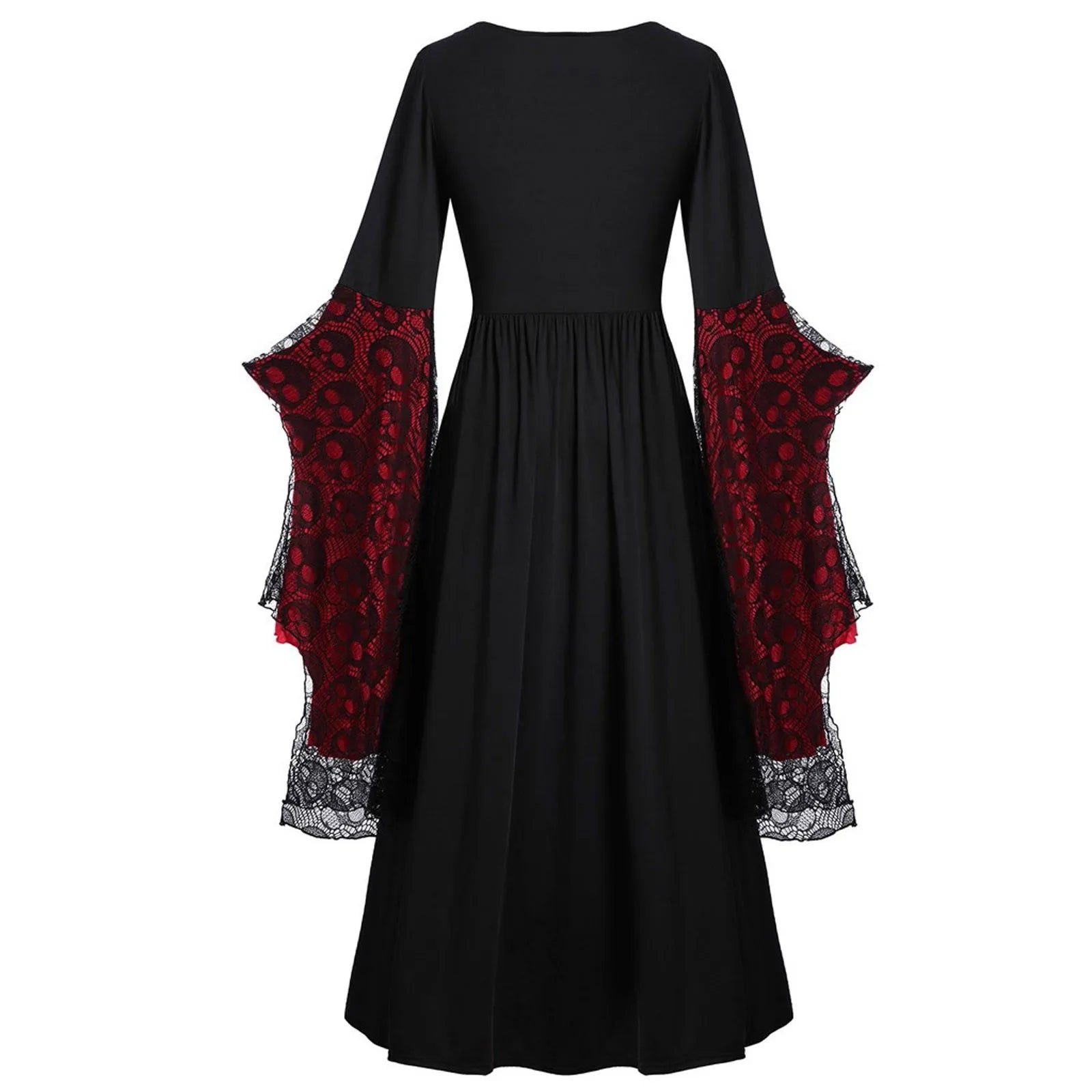 Elegant witch vampire cosplay costume for women with black dress and lace sleeves