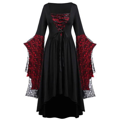 EtherealBe witch vampire cosplay costume for women with lace sleeves and a flowing black design