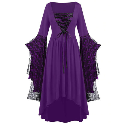 EtherealBe witch vampire cosplay costume for women in purple with lace bell sleeves