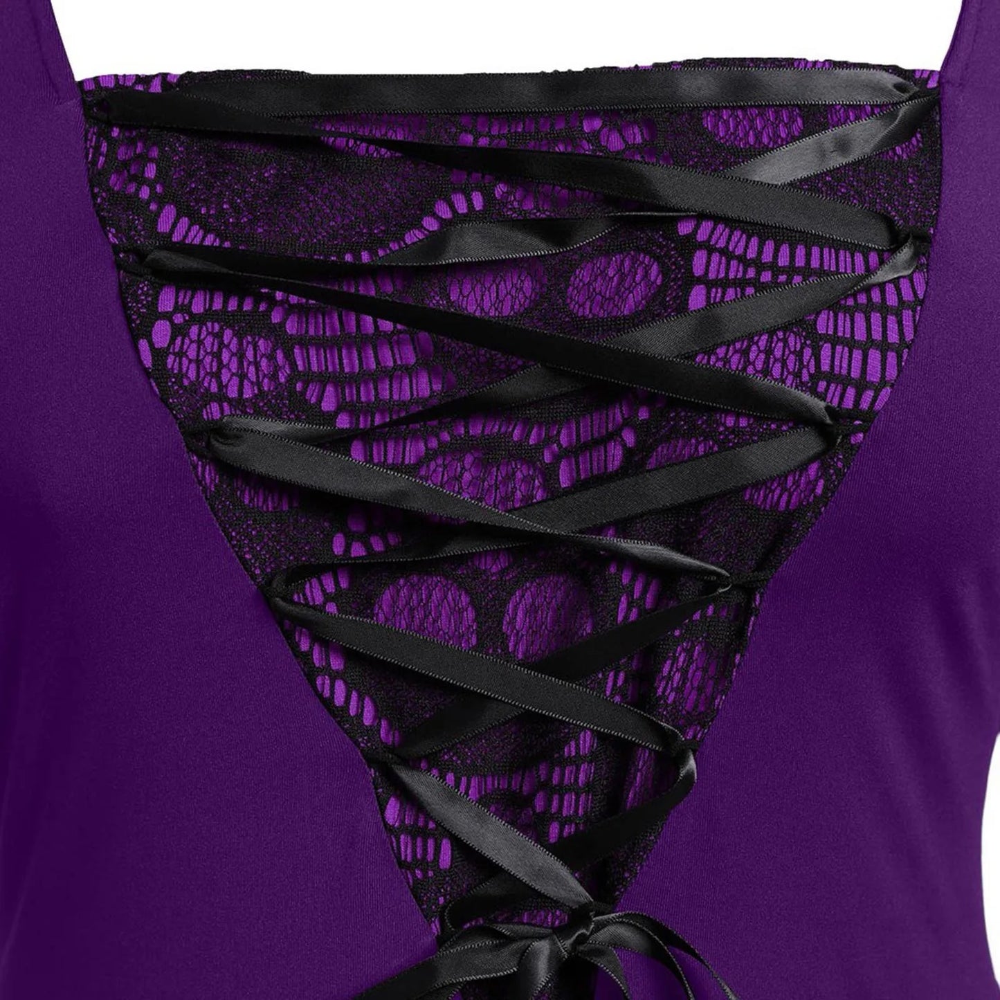 EtherealBe witch vampire cosplay costume for women with lace-up detail and vibrant purple design