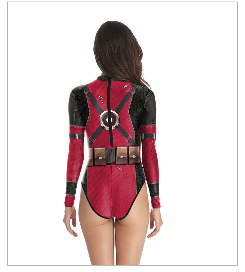 EtherealBe Wolverine Deadpool Spiderman cosplay bodysuit with detailed design and back zipper closure