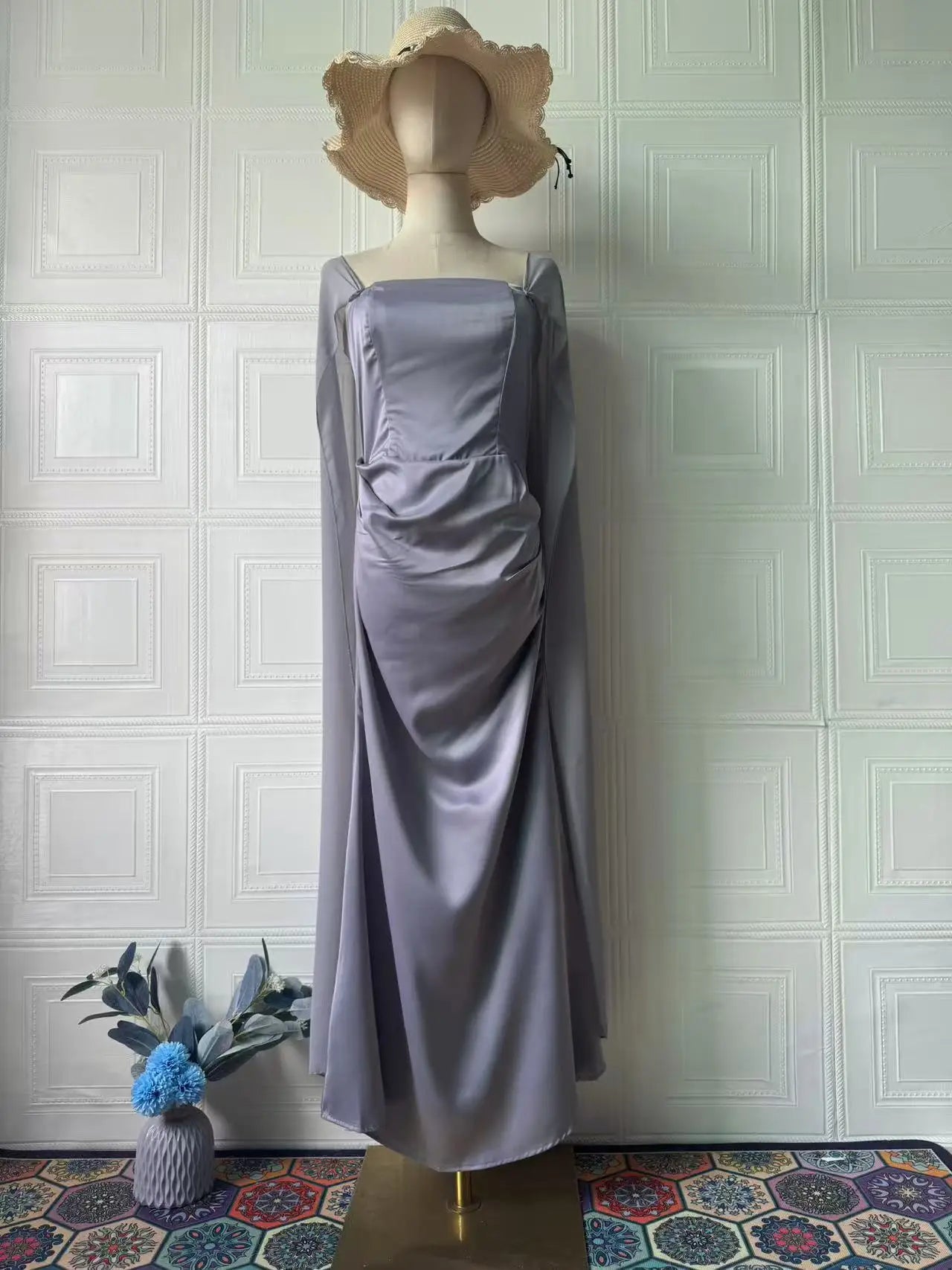 EtherealBe women's fairy style formal gown in lavender with elegant draped sleeves