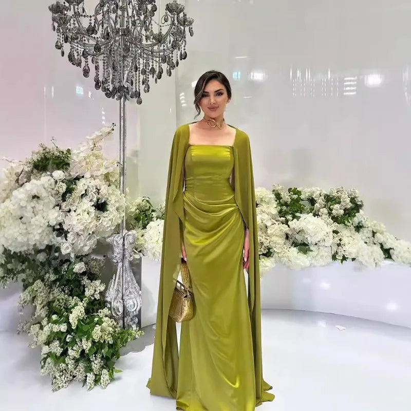 EtherealBe women's fairy style formal gown in vibrant green with flowing sleeves, perfect for elegant occasions