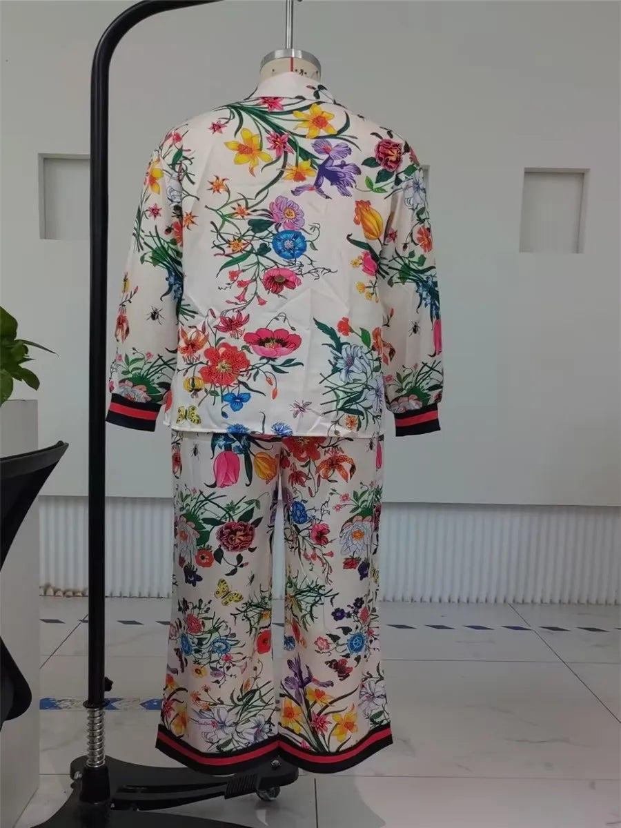 Womens floral print pant set from EtherealBe featuring a vibrant floral design and comfortable fit