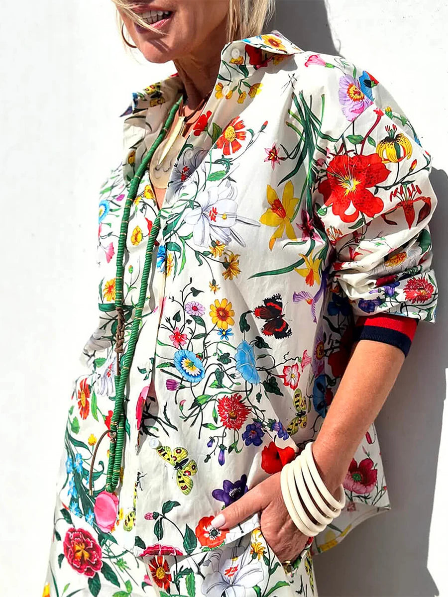 EtherealBe womens floral print pant set featuring vibrant flowers and a stylish design for a chic look