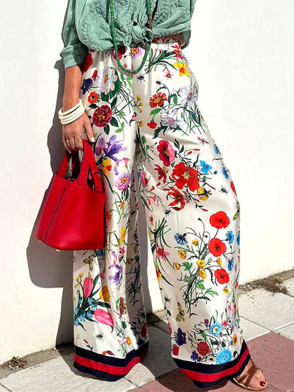 EtherealBe womens floral print pant set featuring vibrant floral designs and wide-legged trousers