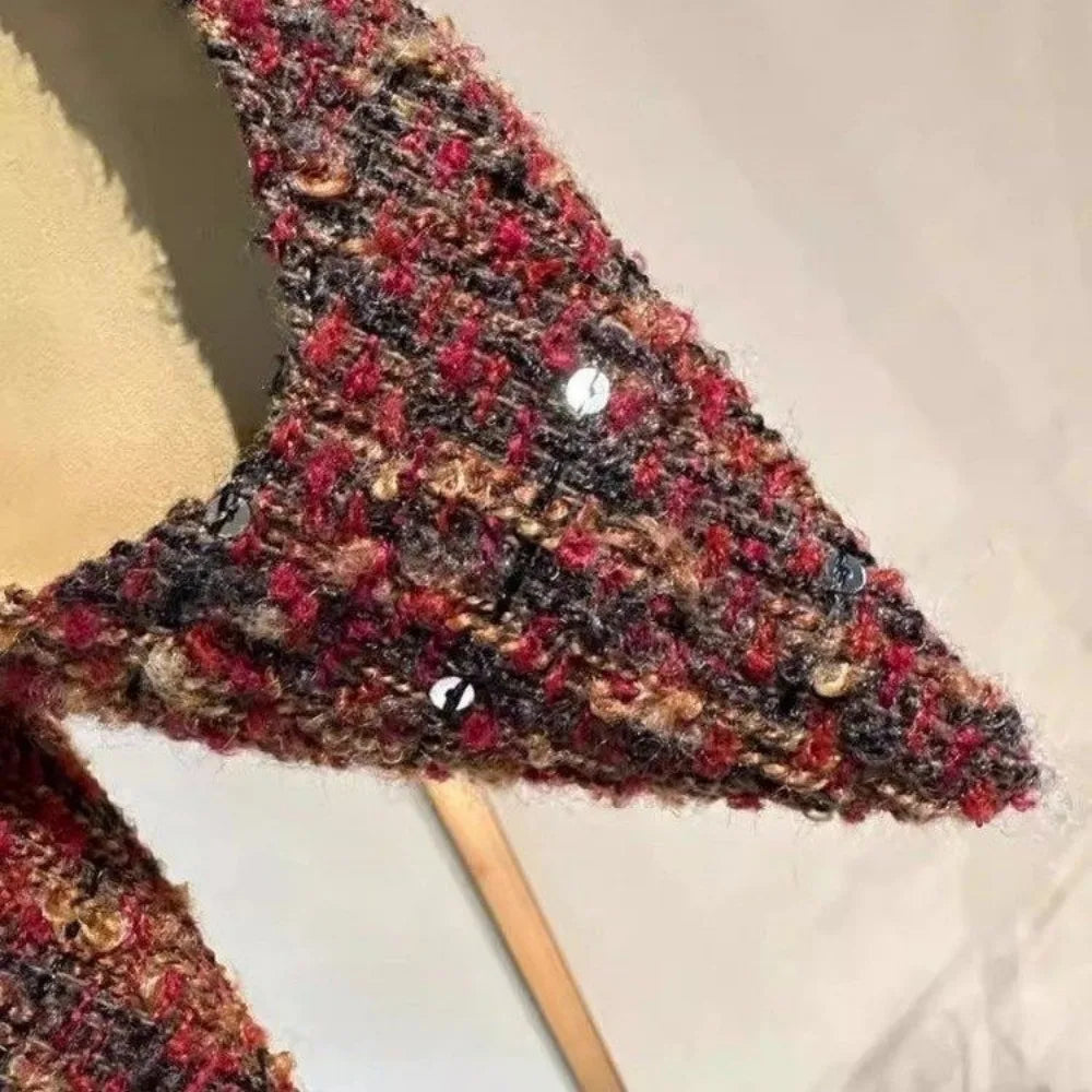 Close-up of EtherealBe women's suede stiletto pumps in rich textures and colors