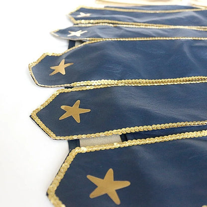 Detail of EtherealBe Wonder Woman cosplay costume with blue fabric and gold star accents showcasing craftsmanship