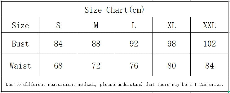 EtherealBe Wonder Woman cosplay costume size chart with bust and waist measurements in centimeters