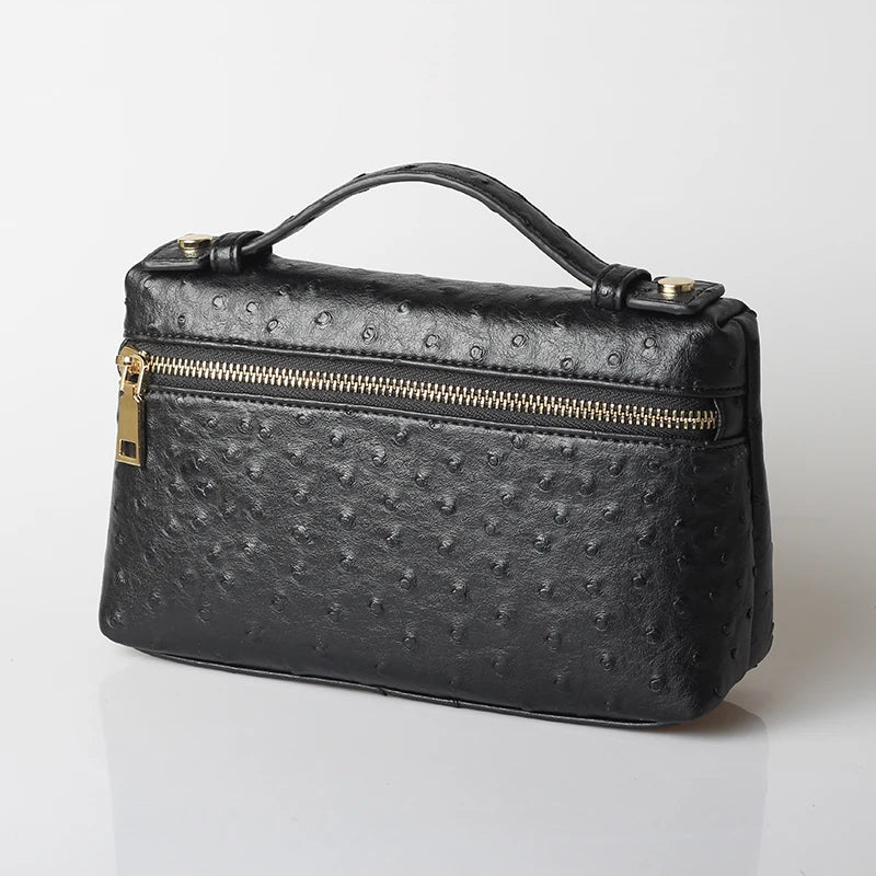 EtherealBe luxurious faux crocodile makeup bag in sleek black with a zippered closure and sturdy handle