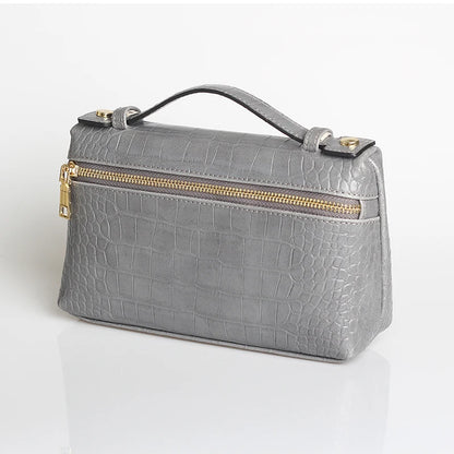 EtherealBe luxurious faux crocodile makeup bag in gray with a gold zipper and elegant design