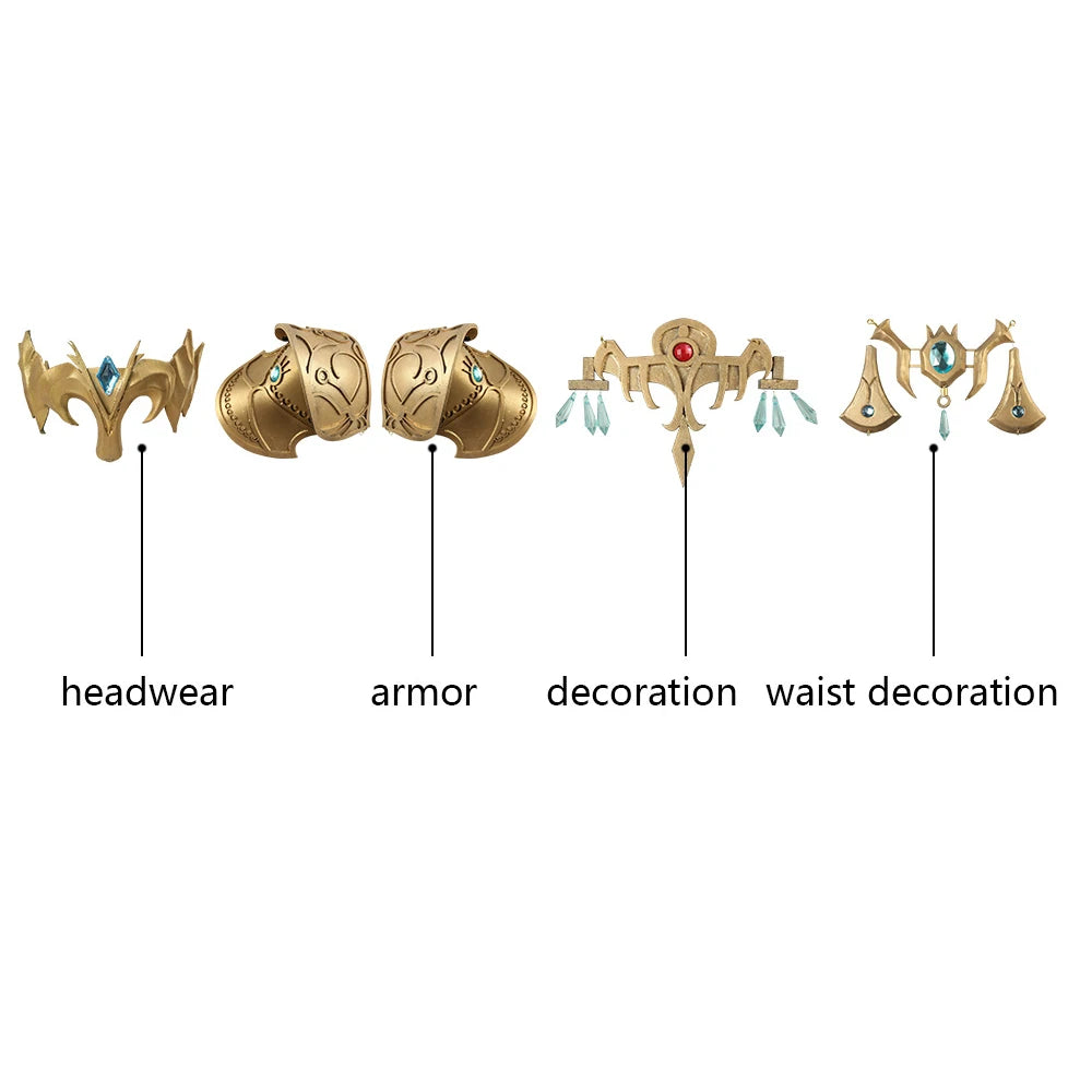 Zelda Twilight Princess cosplay costume accessories including headwear, armor, and waist decoration