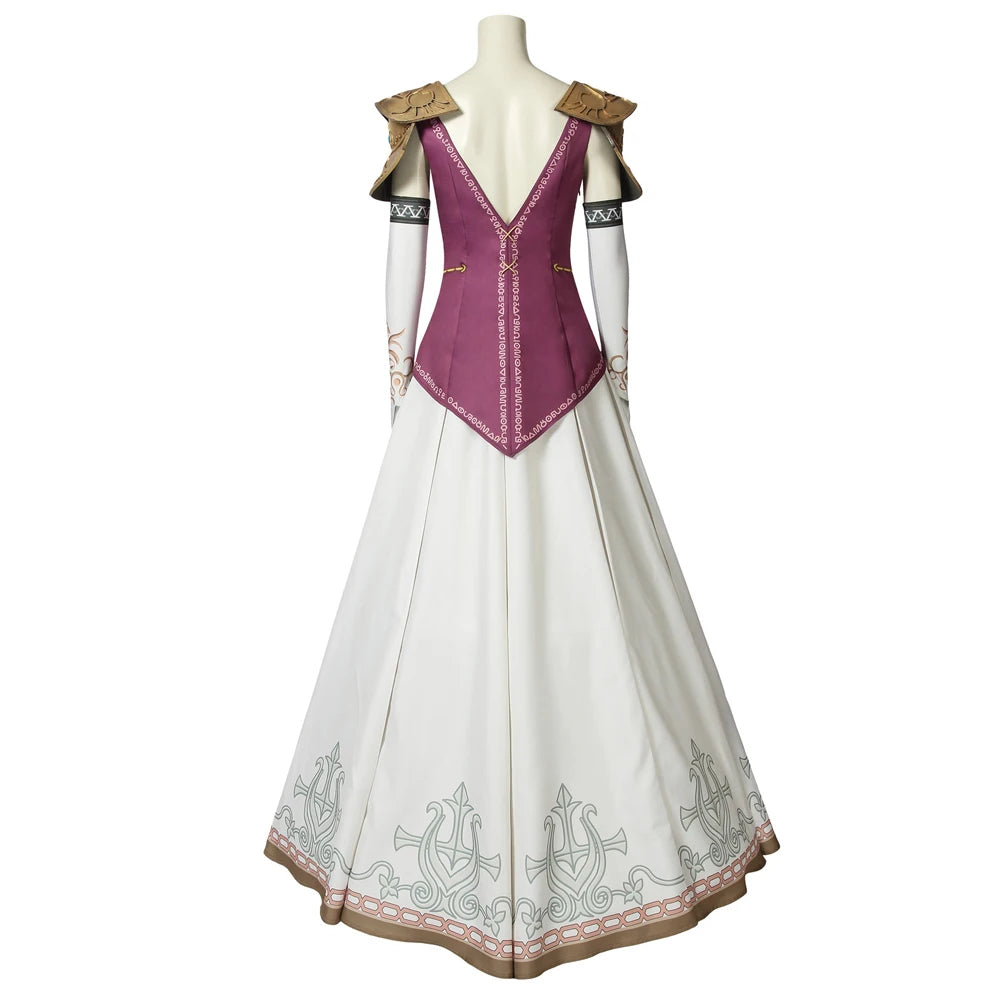 Zelda Twilight Princess cosplay costume featuring a classic gown with detailed embroidery and elegant design