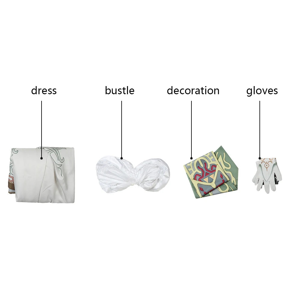Zelda Twilight Princess cosplay costume set including dress, bust, decoration, and gloves