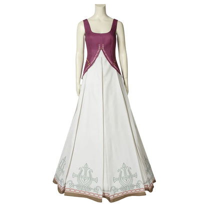 Zelda Twilight Princess cosplay costume featuring a purple and white gown with intricate detailing