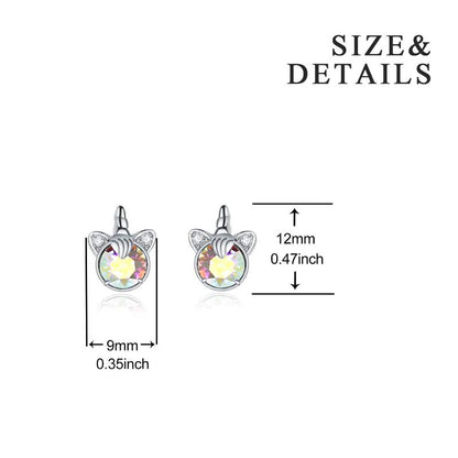 Sterling Silver Unicorn Earrings Aurore Boreale Crystal from Austria Hypoallergenic Stud Earrings Gifts for Women