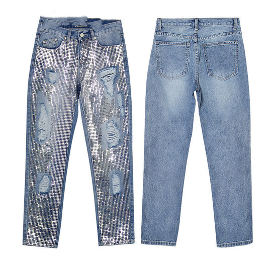 Women's Mid-rise Loose Straight-leg Cropped Denim Pants