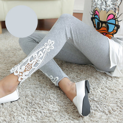 Triangular Side Lace Carving Slimming Leggings