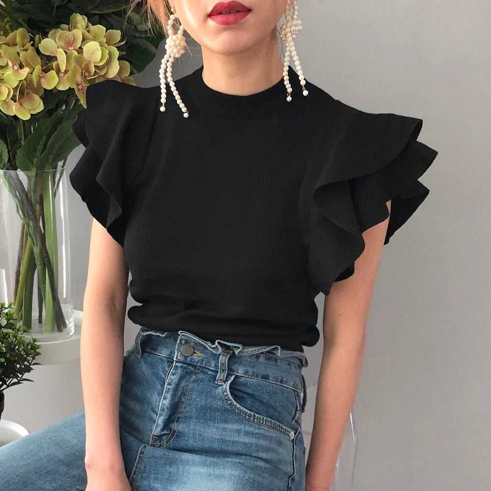 Casual Ruffled Short-Sleeved Blouse