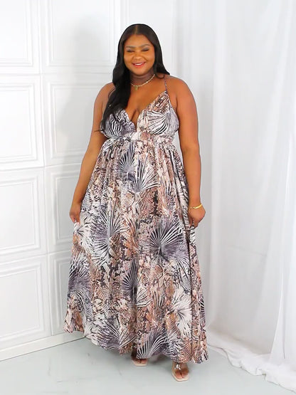 Sweet Generis Full Size Piecing It Together Printed Sleeveless Dress