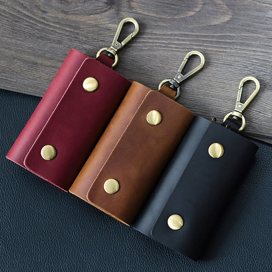First Layer Cowhide Coin Purse Car Multifunctional Keychain