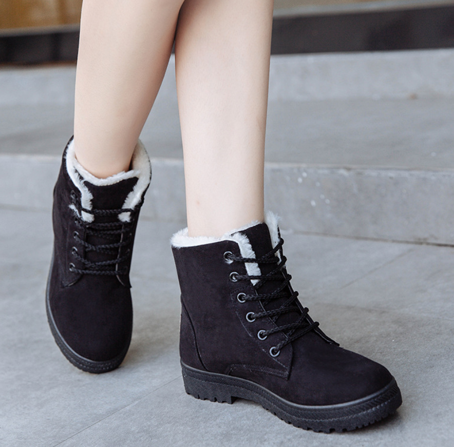 Winter New Women Snow Boots Flat With Large Size Casual Cotton Shoes Trend Women Vulcanized Shoes Artificial Plush