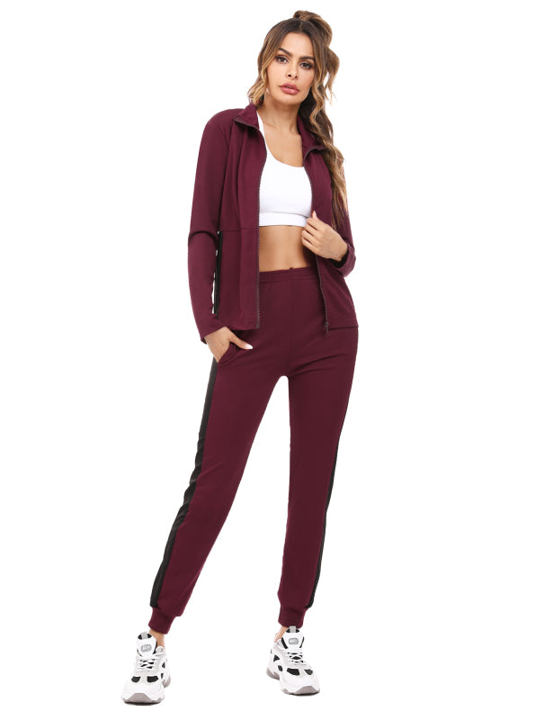 Casual/ Comfortable And Stylishcolor Block Sports Suit