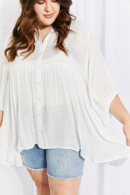 Sweet Lovely by Jen Fresh Start Full Size Button Down Babydoll Shirt