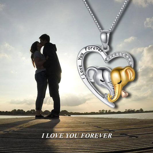 Elephant Necklace 925 Sterling Silver I Love You Forever Lucky Elephant Pendant Necklace Jewelry for Women