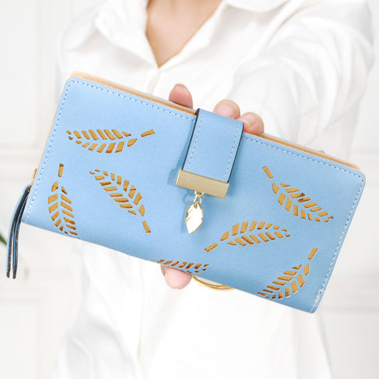 2021 new fashion ladies dress eighty percent off pierced Hand Bag Wallet Purse leaves students mobile phone bag bag