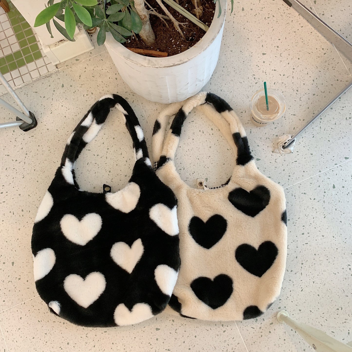 Love Shoulder Bags Double Side Used Winter Underarm Bag Women