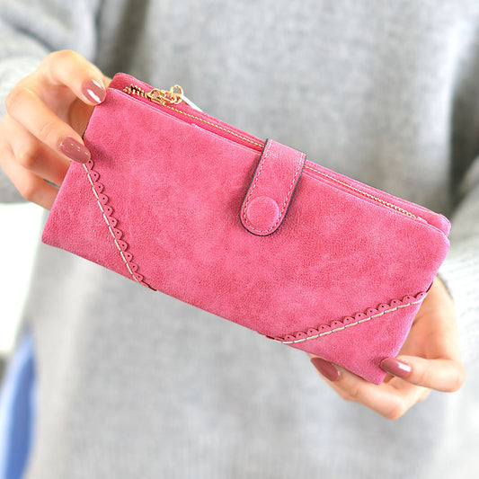 Lady purse 2021 female long lace lace buckle zipper multifunction large volume Purse Leather Wallet hand