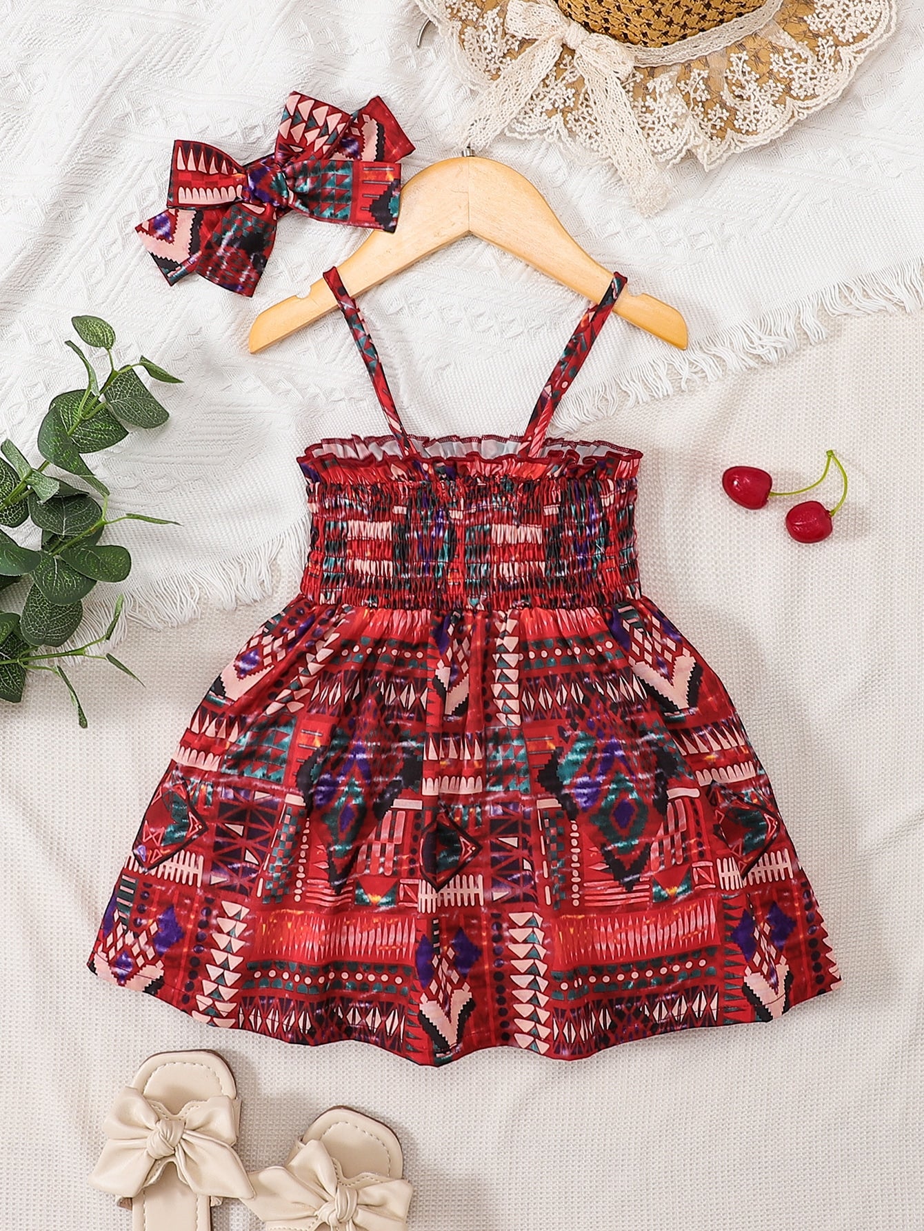 Baby Girl Printed Smocked Pinafore Skirt
