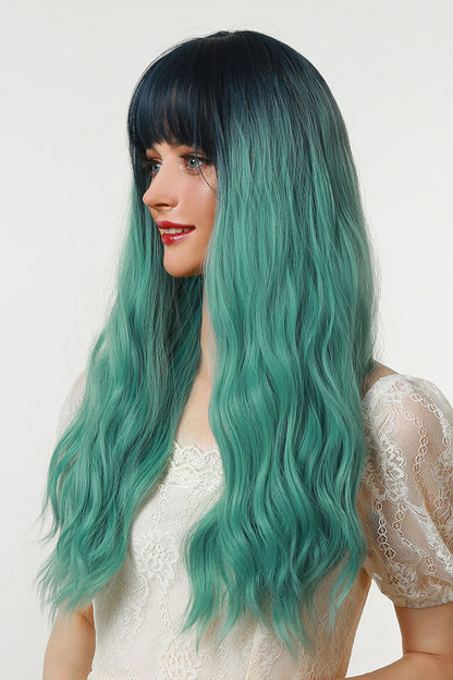 13*1" Full-Machine Wigs Synthetic Long Wave 26" in Seafoam Ombre