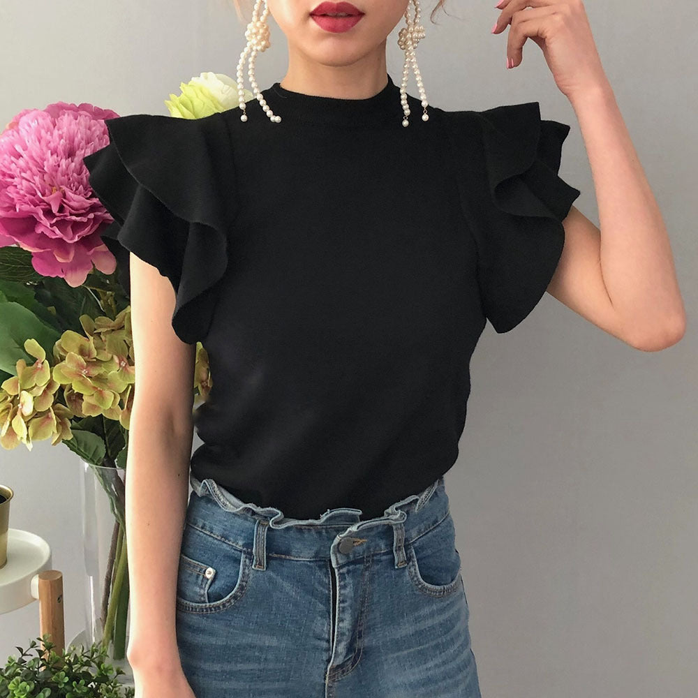 Casual Ruffled Short-Sleeved Blouse