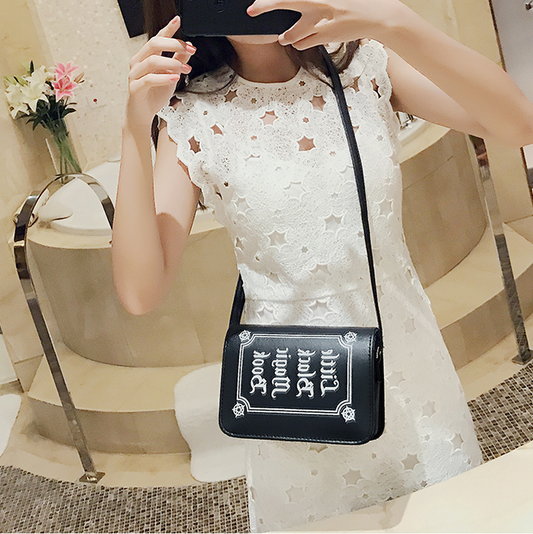 Vintage Fashion Letter Book Style Pu Purse Daily Clutch Bag Ladies Shoulder Bag Handbag Women's Crossbody Mini Messenger Bag