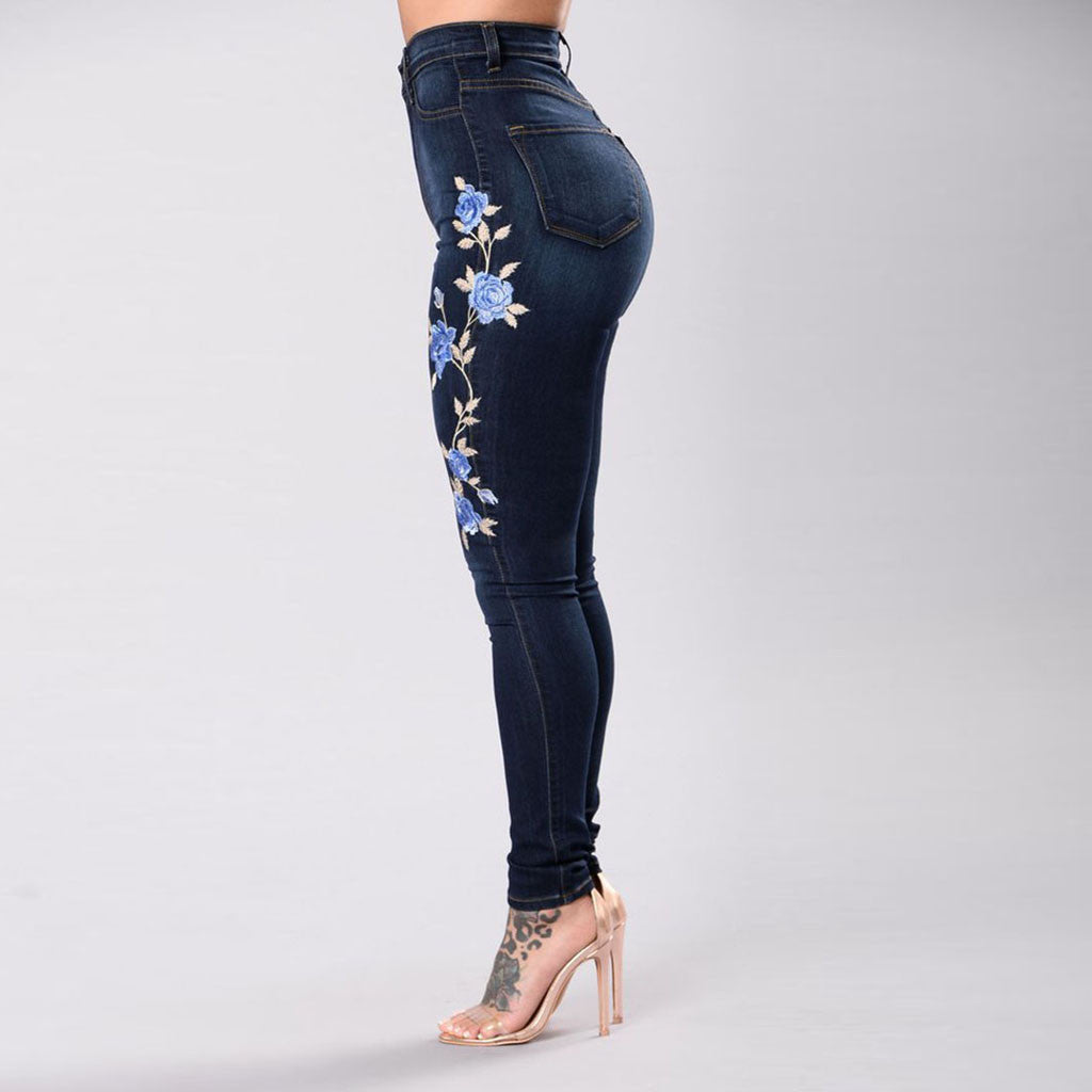 European and American embroidered jeans