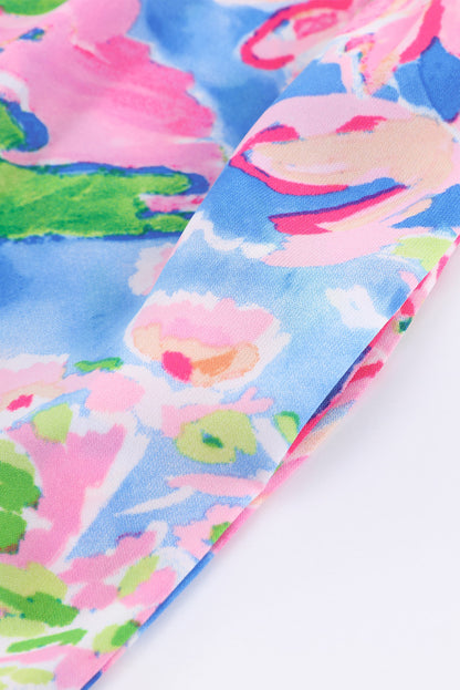 Floral Smocked Square Neck Jumpsuit with Pockets