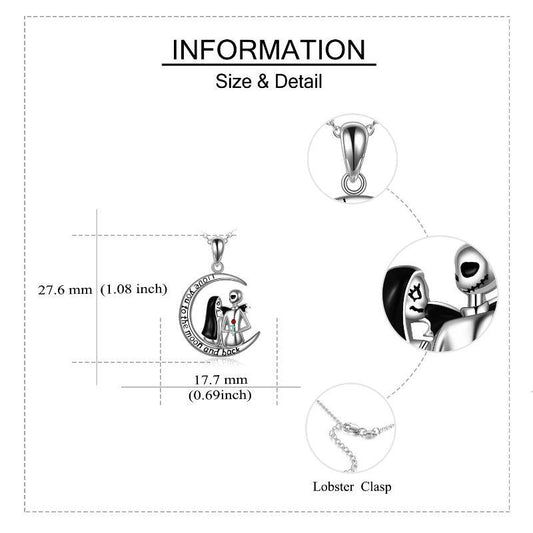 Nightmare Pendant Necklace Before Christmas 925 Sterling Silver Sally and Jack I Love You to The Moon and Back Jewelry for Women